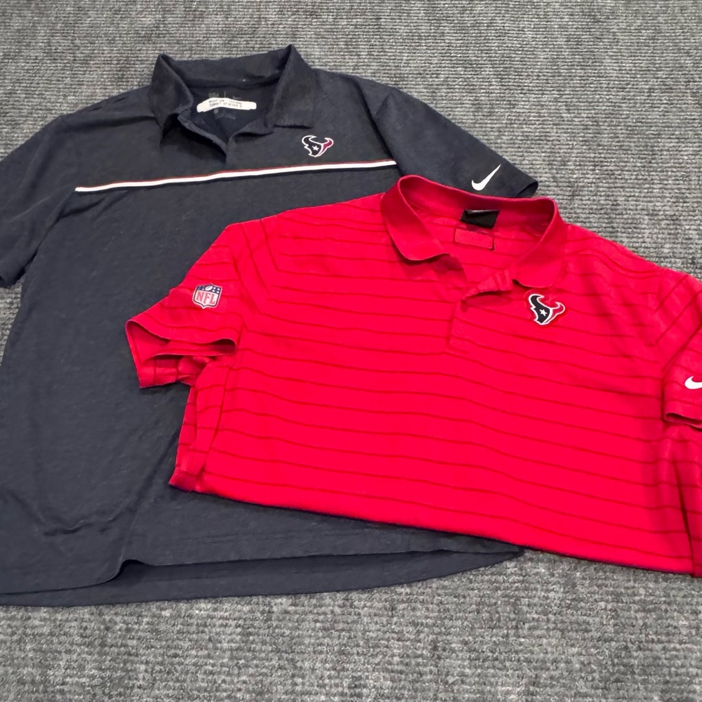 Lot of 2 Nike NFL Houston Texans On-Field Polo Shirts. Black and Red size Large